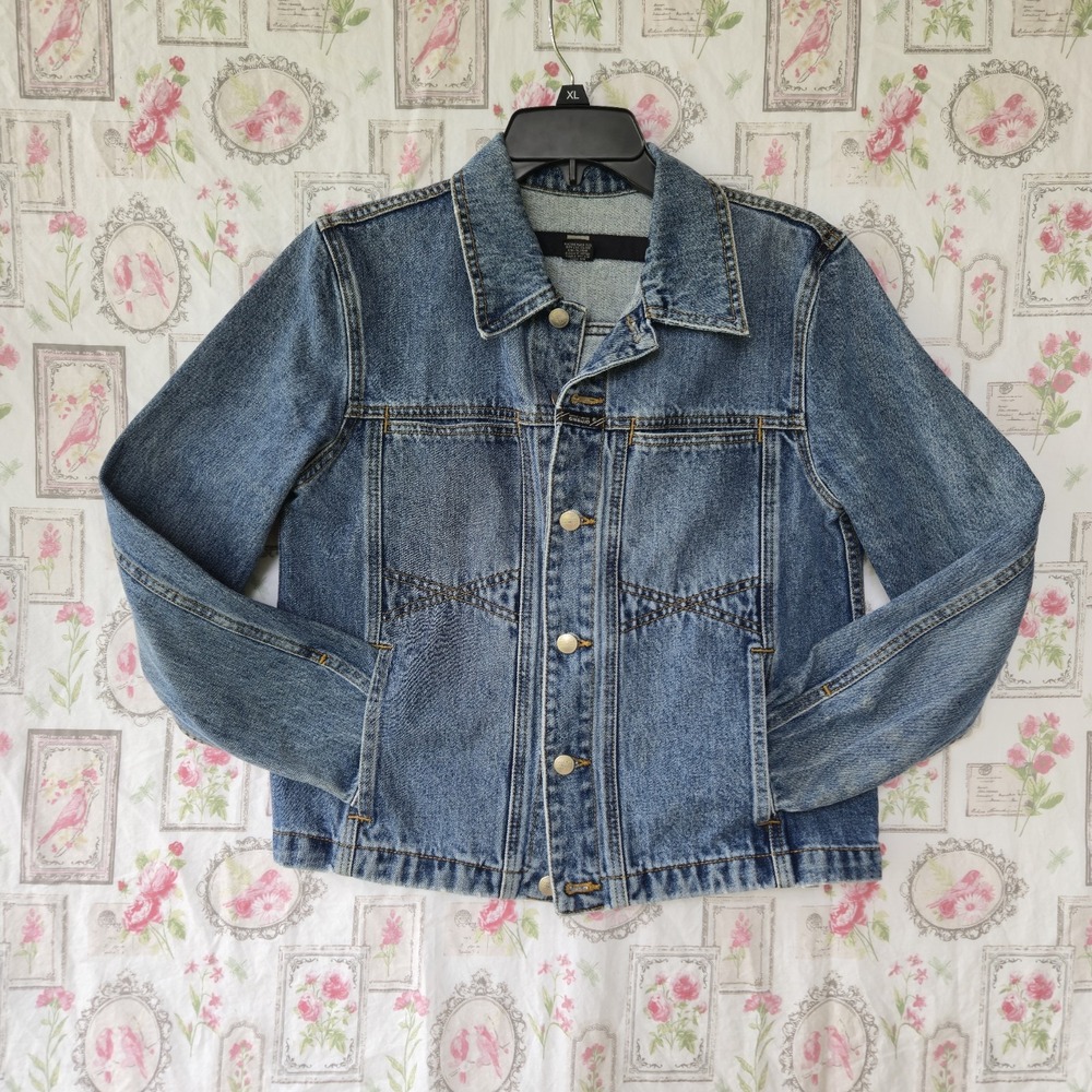 Marithe Francois Girbaud Vintage Denim Jacket M Blue Trucker Jean Coat 90s Y2K